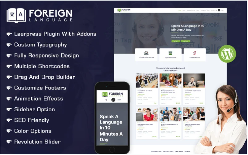 Language Courses & Learning Center WordPress Theme