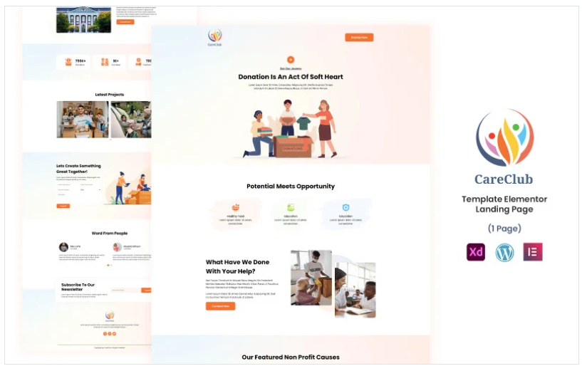 Care Club Elder Care Services Ready to Use Elementor Template(m)