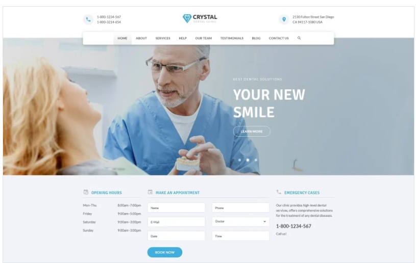 Crystal - Dentistry Clean Bootstrap HTML Landing Page Template