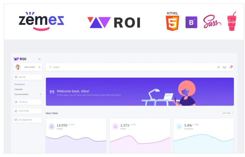 ROI - Multipurpose Creative Dashboard Admin Template