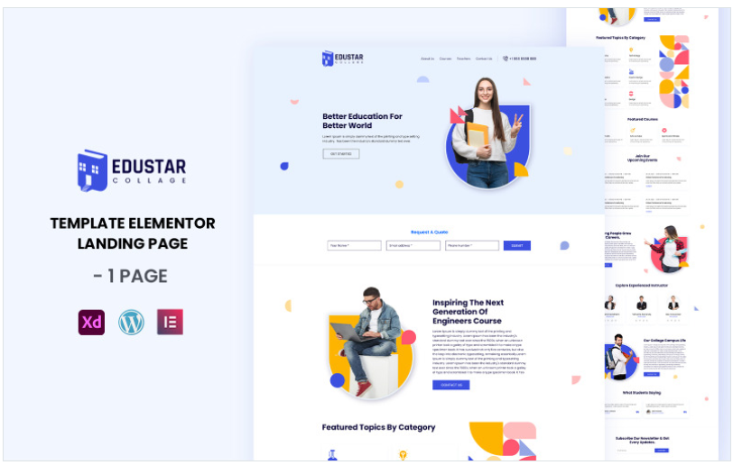 Edustar - School, Collages and University Education Ready to Use Elementor Template(m)