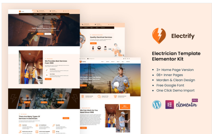 Electrify - Electricity Services Ready to Use Elementor Kit(m)