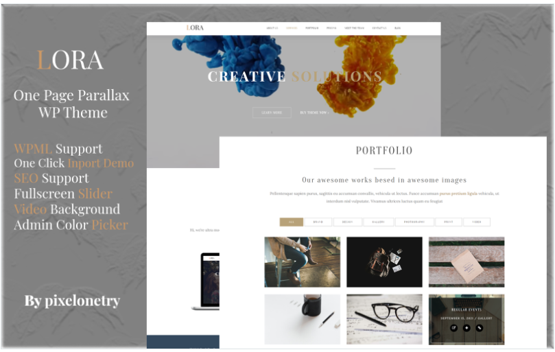 Lora - Creative One Page Parallax WordPress Theme