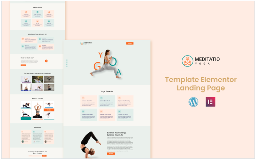 Meditation Yoga - Health and Fitness Services Elementor Template(m)
