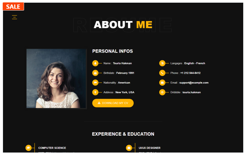 Touria - Personal Portfolio WordPress Theme