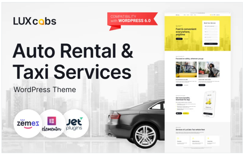Product Image - LuxCabs – Auto Rental & Taxi Services WordPress Theme