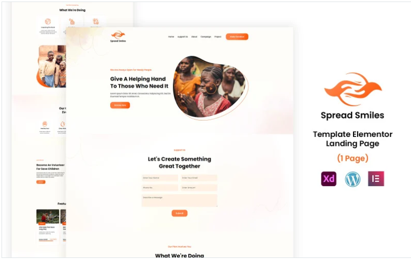 Spread Smile - NGO Services Ready to Use Elementor Template(m)