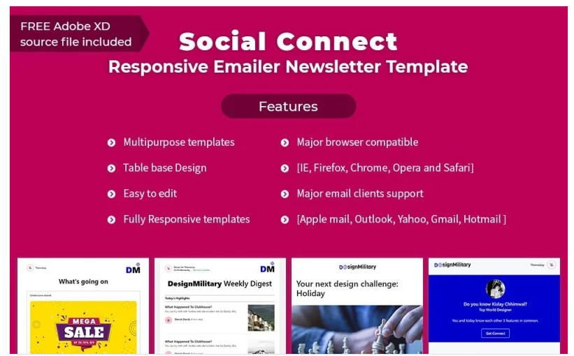 Social Connect - Responsive Email Newsletter Template