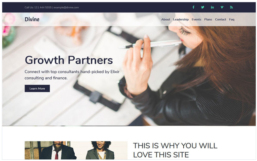 Divine - Business Consulting HTML5 Landing Page Landing Page Template