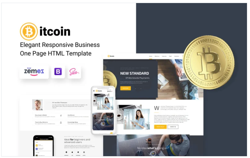 Bitcoin - Elegant Bitcoin HTML Landing Page Template