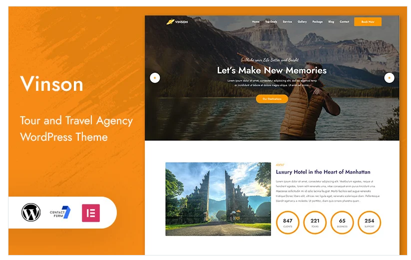 Vinson - Tour and Travel Landing Page WordPress Theme