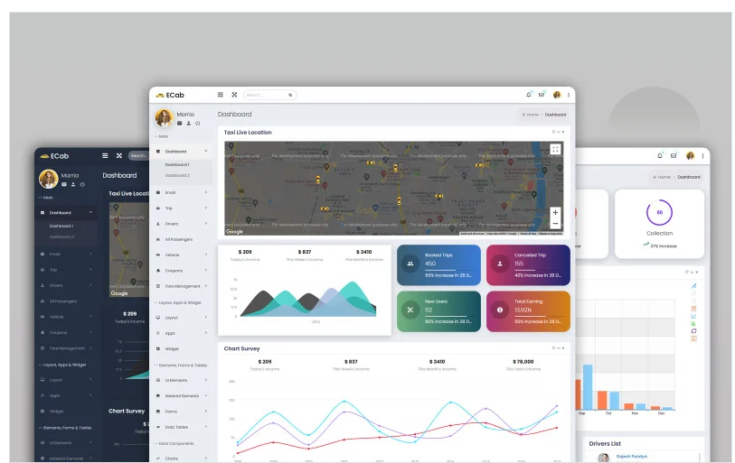 ECab - Taxi Admin Bootstrap 5 Material Admin Template