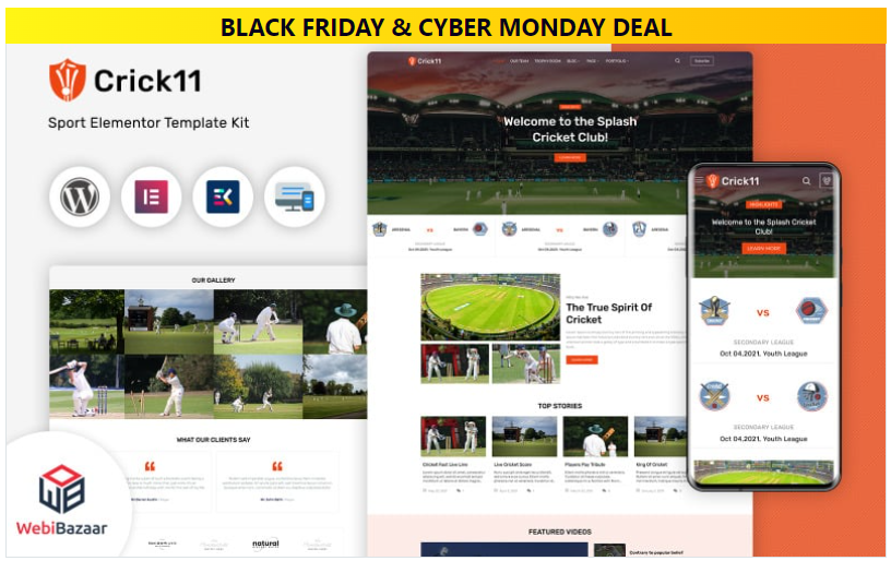 Product Image - Crick11 – Sports Clubs & Events WordPress Elementor Theme