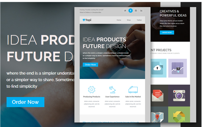 Topi - Responsive Multipurpose with Stampready builder. Newsletter Template