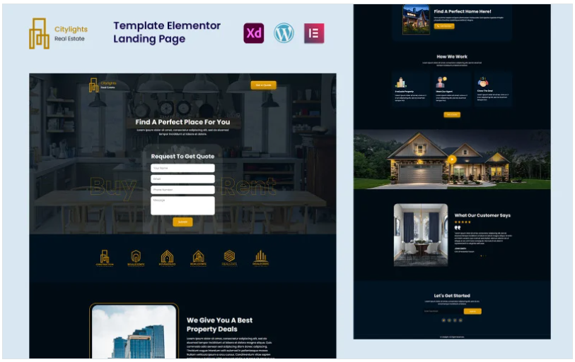 Citylights - Real Estate Services Ready to Use Elementor Template(m)