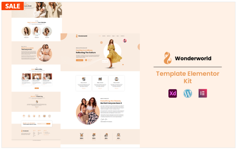 Wonderworld - Fashion, Clothes and Modeling Elementor Template Kit(m)