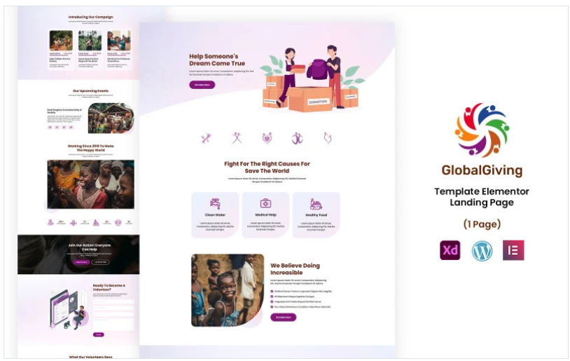 Global Living - NGO and Charity Services Ready to Use Elementor Template(m)