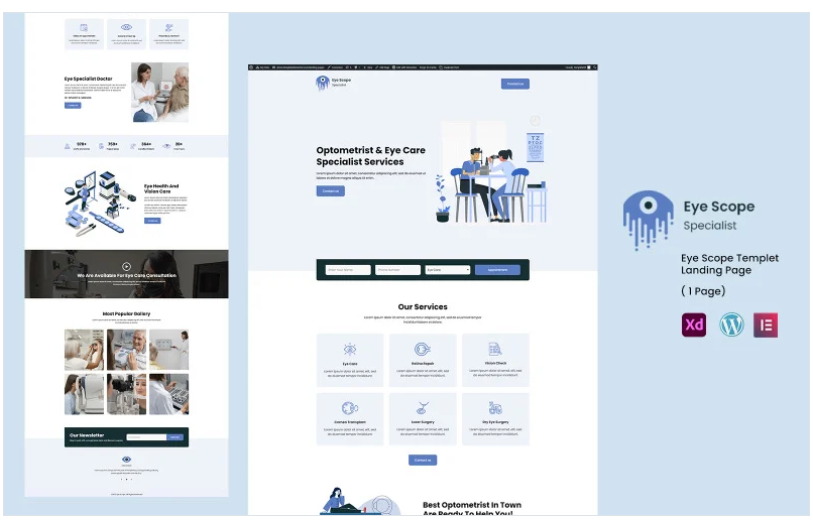 Eye Scope - Optometrist Services Ready to Use Elementor Template(m)