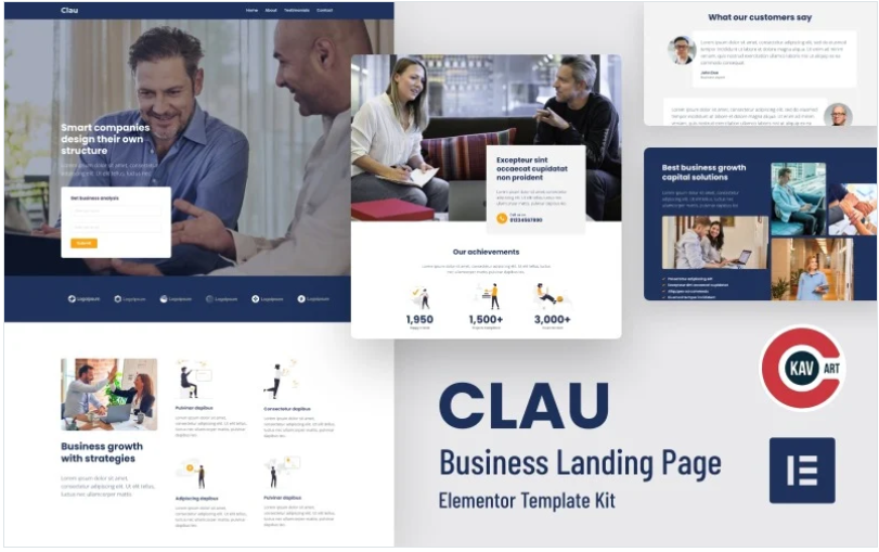Clau – Business Landing Page Elementor Template Kit(m)