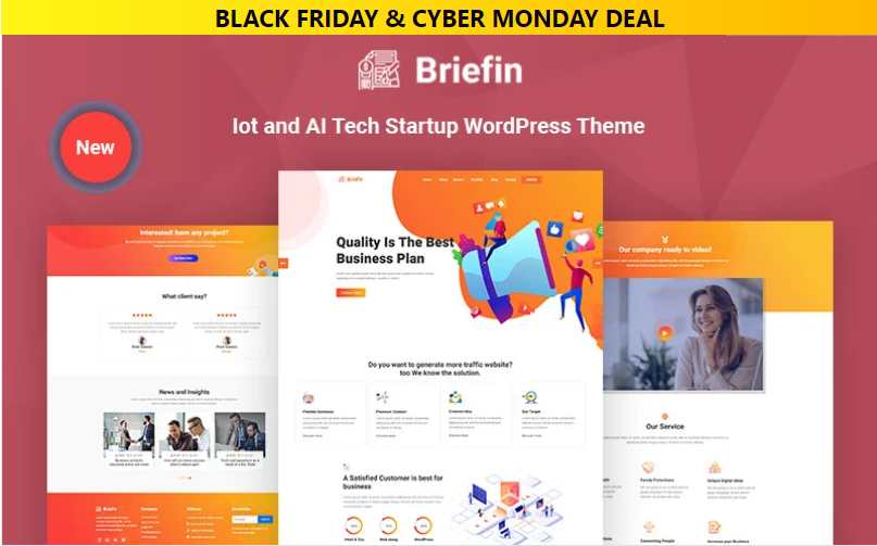 Briefin is an IoT and AI Tech Startup Responsive WordPress Theme