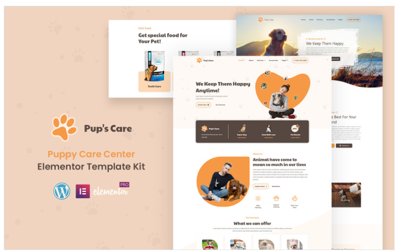 Pup's Care - Pets House Ready to Use Elementor kit(m)