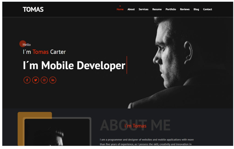 Tomas - Personal Portfolio Landing Page Template