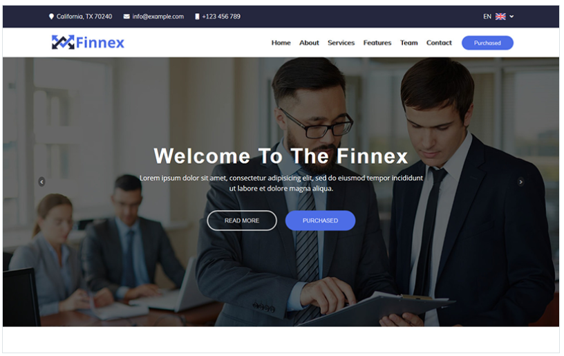 Finnex - Startup Landing Page Template