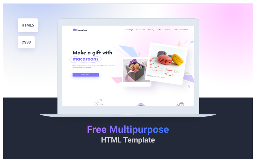 HappyBox — Free Multipurpose Colorful HTML5 CSS3 Landing Page Template
