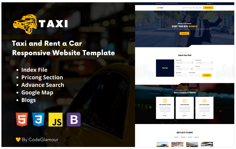 Taxi - Rent a Car Responsive HTML5 Landing Page Template