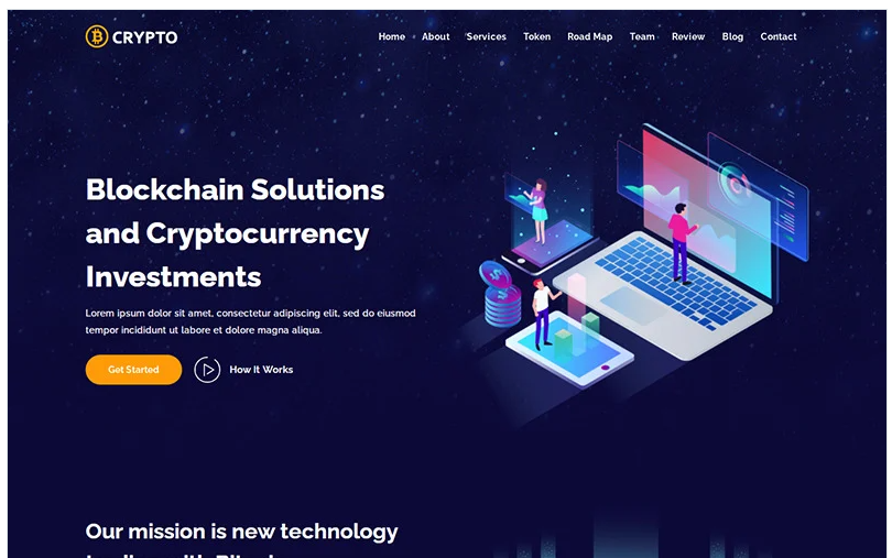 Crypto - ICO & Cryptocurrency Bitcoin Landing Page Template