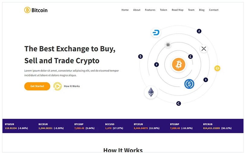 Bitcoin - Cryptocurrency Landing Page Template