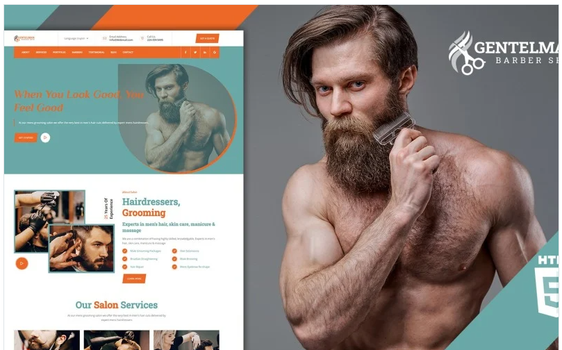 Gentelman Barber Beauty Shop Landing Page Template