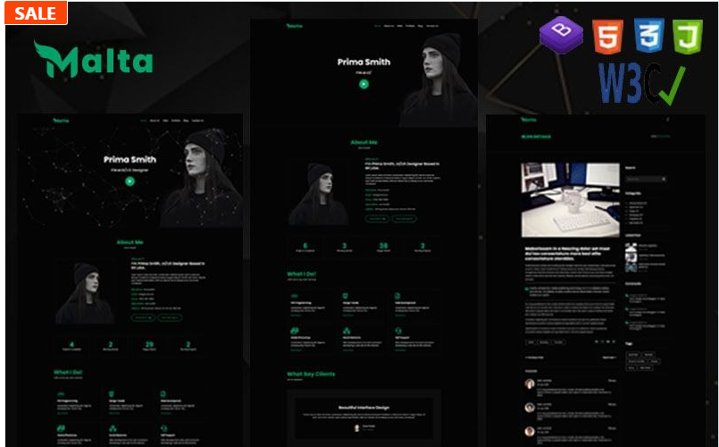 Malta | Personal Portfolio & Resume HTML5 Landing Page Template.