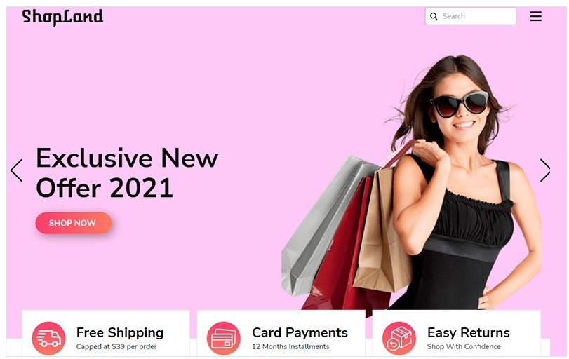 ShopLand - Landing Page Template