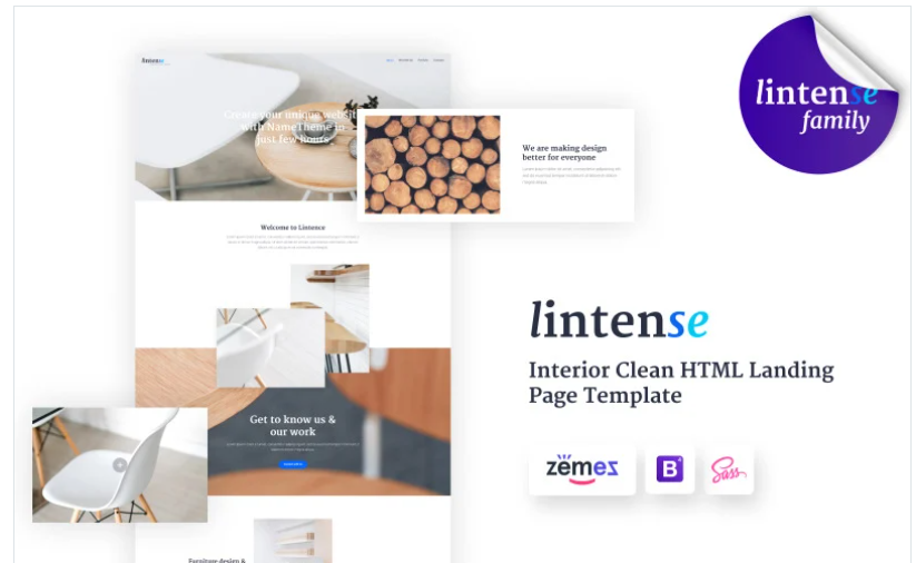 Lintense Furniture Design - Interior Clean HTML Landing Page Template