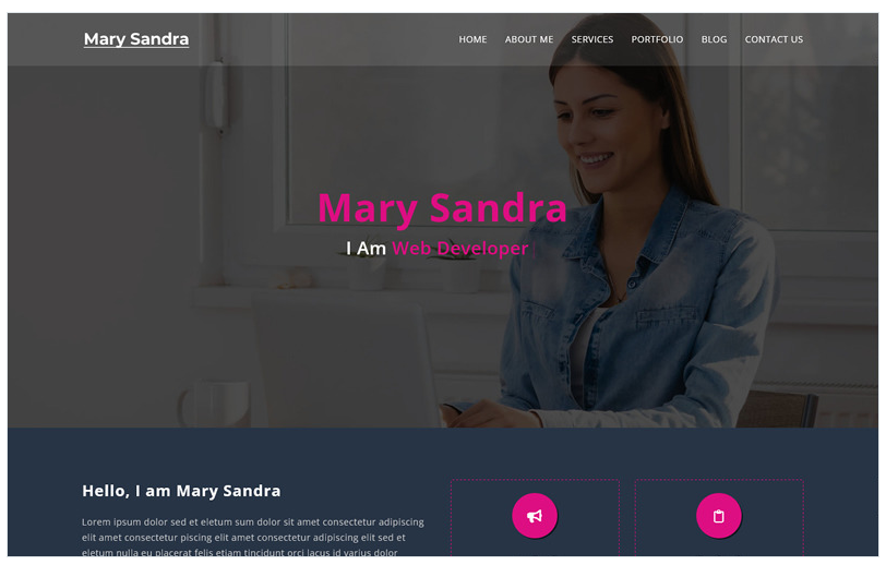 Mary Sandra is a Personal Portfolio Landing Page Template