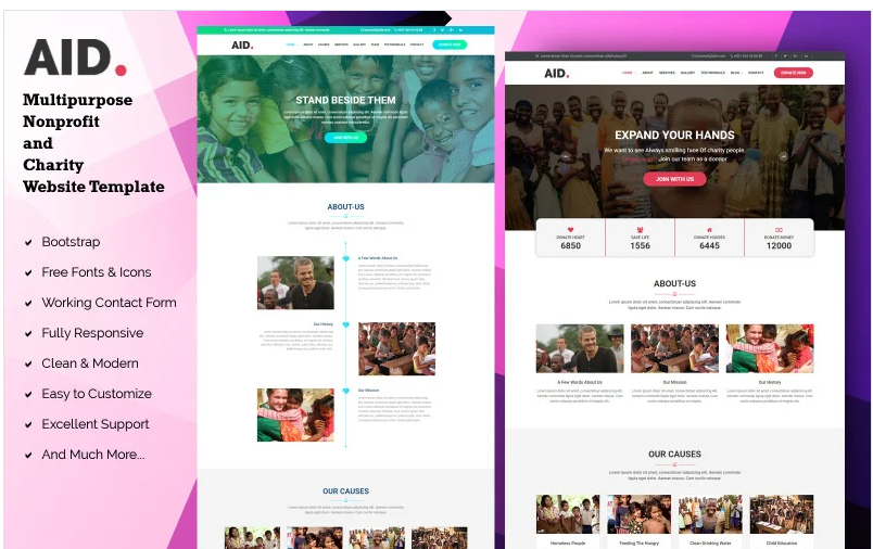 AID - Multipurpose Nonprofit and Charity Landing Page Template