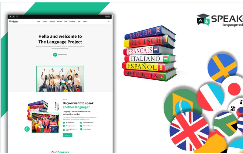 Speako Language Translation School Landing Page HTML5 Template