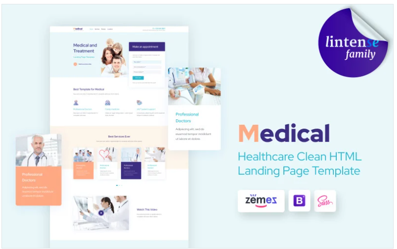 Lintense Medical - Healthcare Clean HTML Landing Page Template