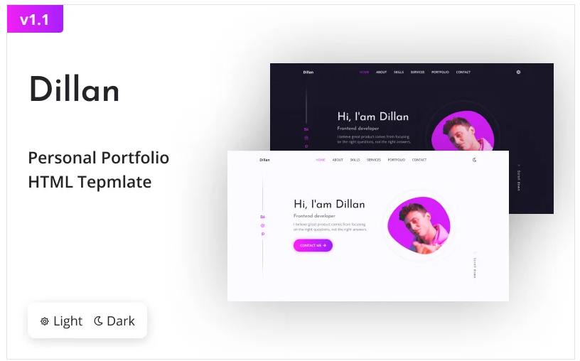 Dillan - Personal Portfolio Landing Page Template
