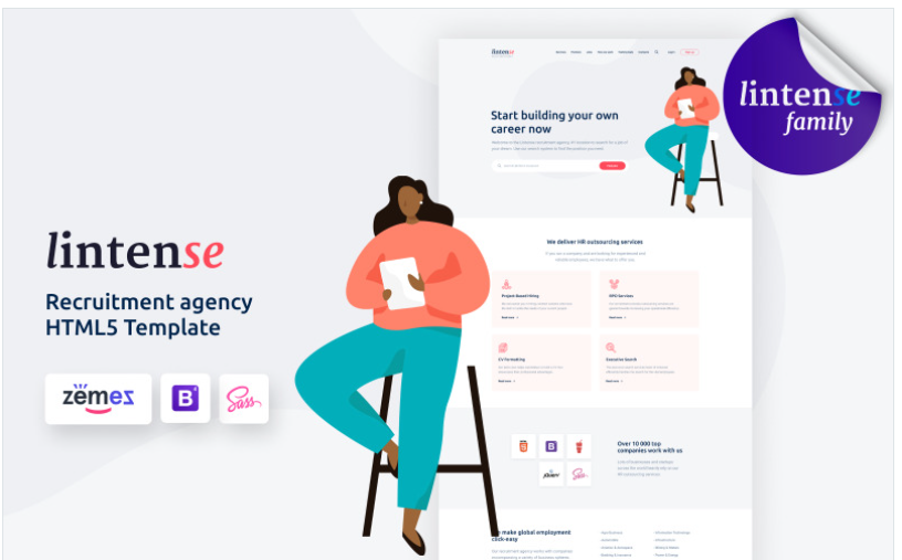 Lintense Recruitment Agency - Business HTML Landing Page Template