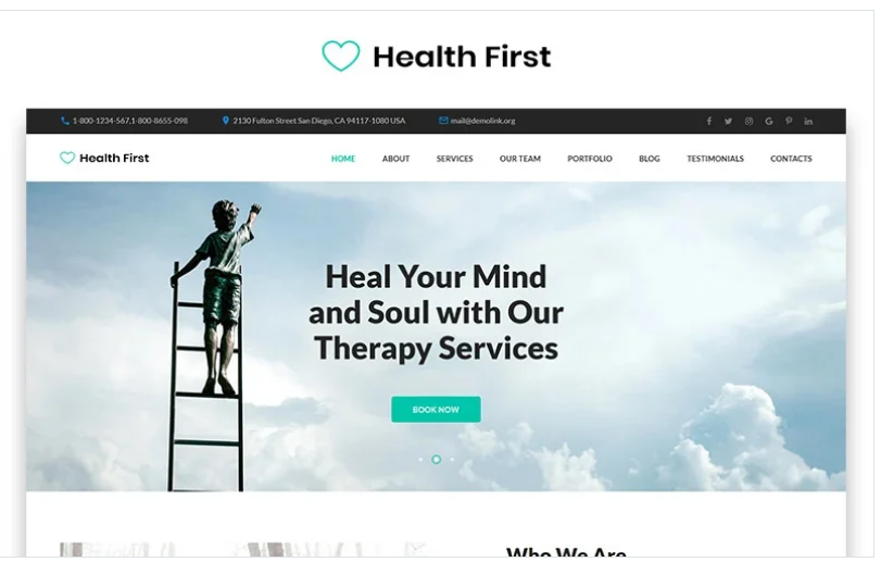 Health First - Calm Mental Health Institution Landing Page Template