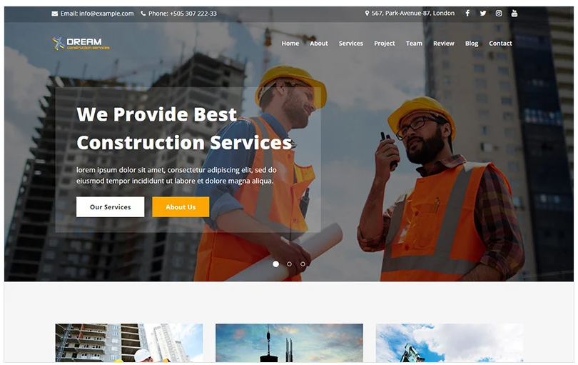 Dream - Construction Landing Page Template