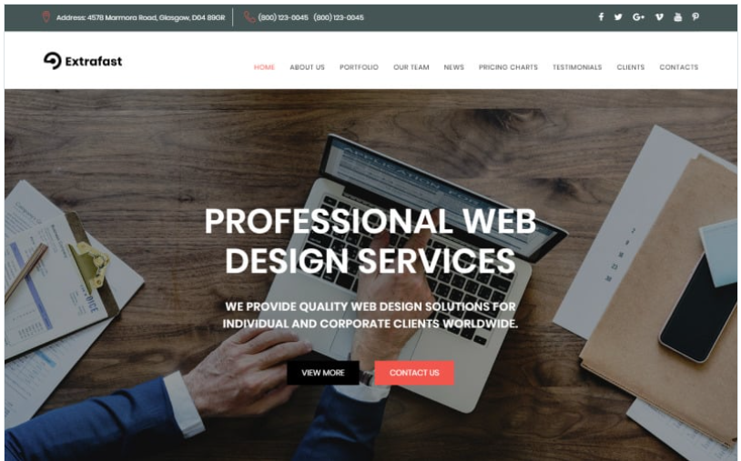 ExtraFast - Web Design Studio HTML5 Landing Page Template