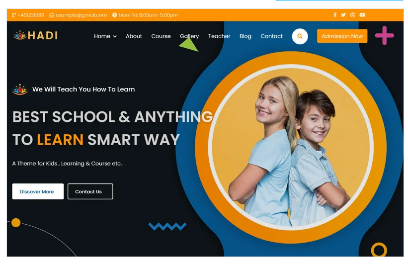 Hadi - Kids Learning Center Landing Page Template