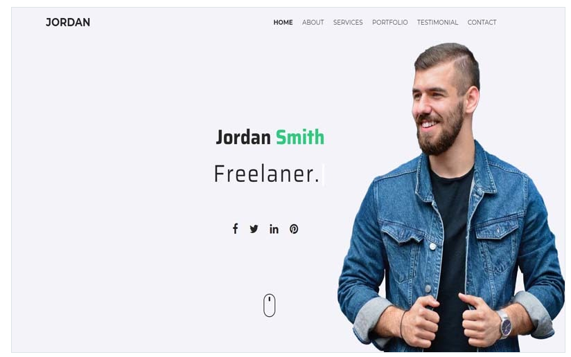 Jordan - Minimal Personal/Portfolio Template Landing Page Template