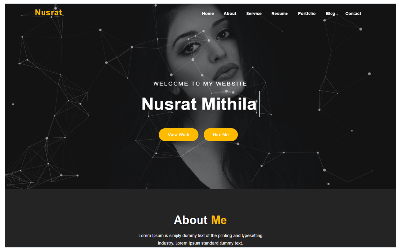 Nusrat Personal Portfolio Landing Page Template