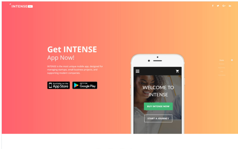 Intense App Landing Page Template
