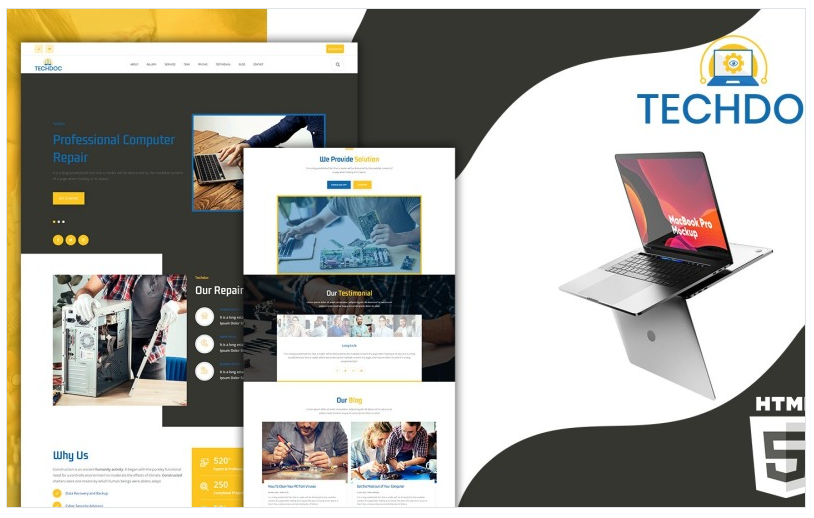 Techdoc Computer And Electronics Repair Landing Page Website Template