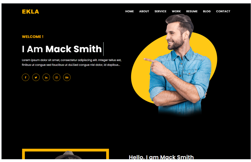 Ekla Personal Portfolio Landing Page Template